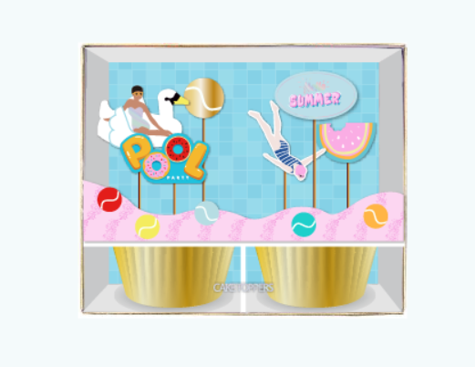 Summer Party Baking Cupcake Sticker Set SP013